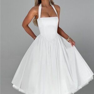 Elegant White Halter Dress